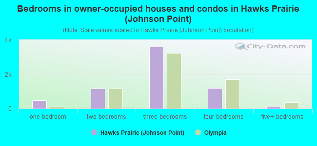 Bedrooms in owner-occupied houses and condos in Hawks Prairie (Johnson Point)