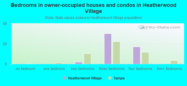 Bedrooms in owner-occupied houses and condos in Heatherwood Village