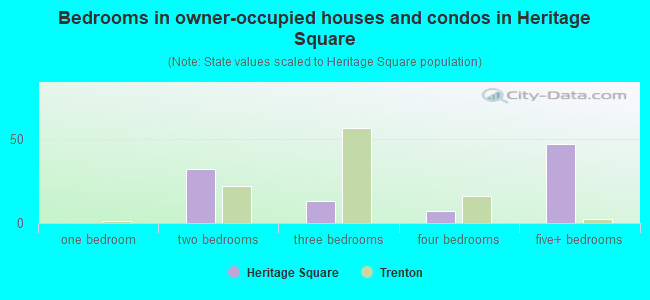 Bedrooms in owner-occupied houses and condos in Heritage Square