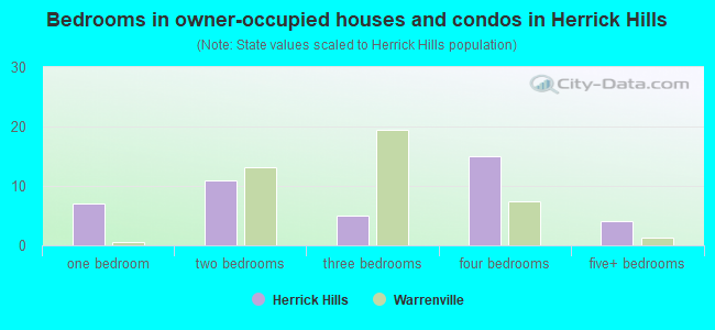 Bedrooms in owner-occupied houses and condos in Herrick Hills
