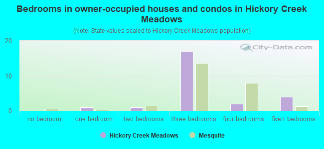 Bedrooms in owner-occupied houses and condos in Hickory Creek Meadows