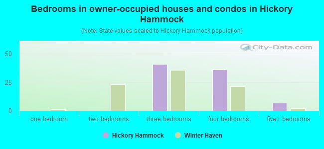 Bedrooms in owner-occupied houses and condos in Hickory Hammock