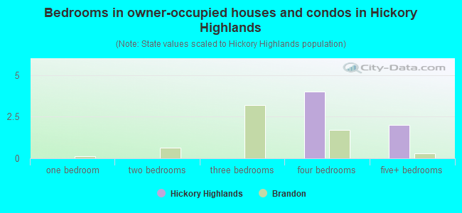 Bedrooms in owner-occupied houses and condos in Hickory Highlands