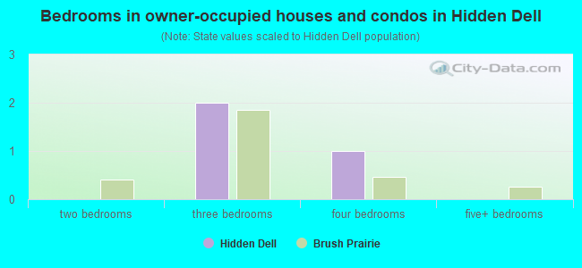 Bedrooms in owner-occupied houses and condos in Hidden Dell