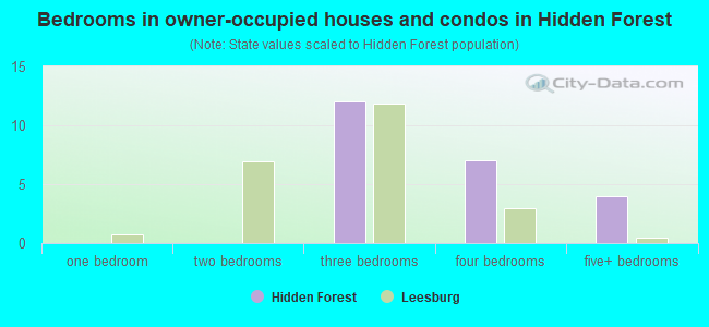 Bedrooms in owner-occupied houses and condos in Hidden Forest