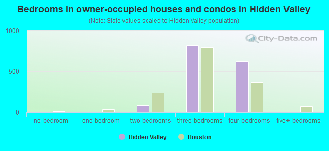 Bedrooms in owner-occupied houses and condos in Hidden Valley