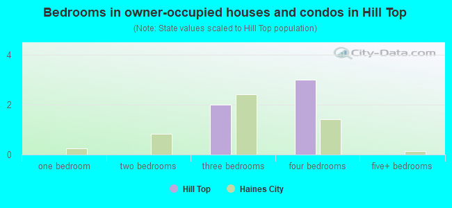 Bedrooms in owner-occupied houses and condos in Hill Top