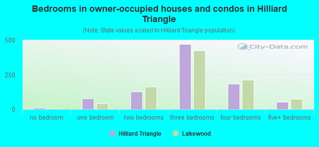 Bedrooms in owner-occupied houses and condos in Hilliard Triangle
