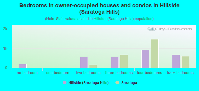 Bedrooms in owner-occupied houses and condos in Hillside (Saratoga Hills)