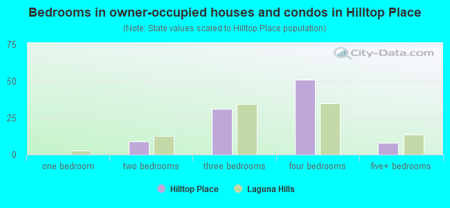 Bedrooms in owner-occupied houses and condos in Hilltop Place