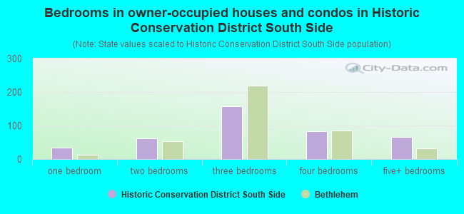 Bedrooms in owner-occupied houses and condos in Historic Conservation District South Side