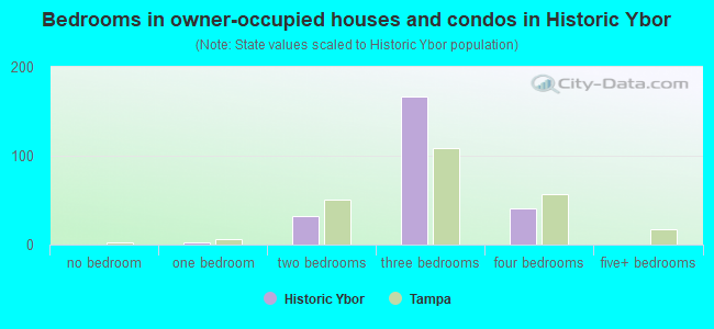 Bedrooms in owner-occupied houses and condos in Historic Ybor
