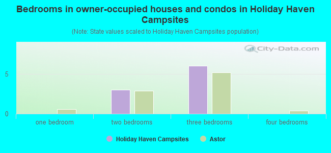Bedrooms in owner-occupied houses and condos in Holiday Haven Campsites