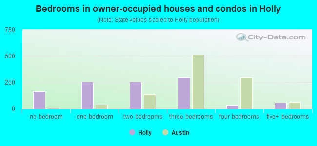 Bedrooms in owner-occupied houses and condos in Holly