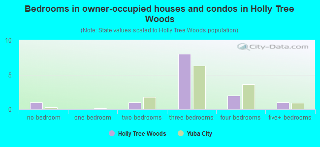 Bedrooms in owner-occupied houses and condos in Holly Tree Woods