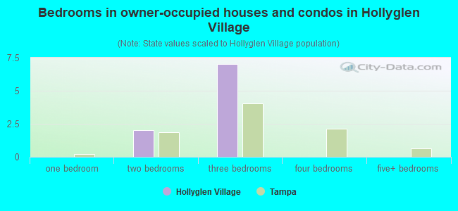 Bedrooms in owner-occupied houses and condos in Hollyglen Village
