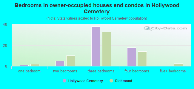 Bedrooms in owner-occupied houses and condos in Hollywood Cemetery