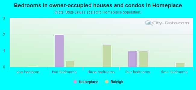 Bedrooms in owner-occupied houses and condos in Homeplace