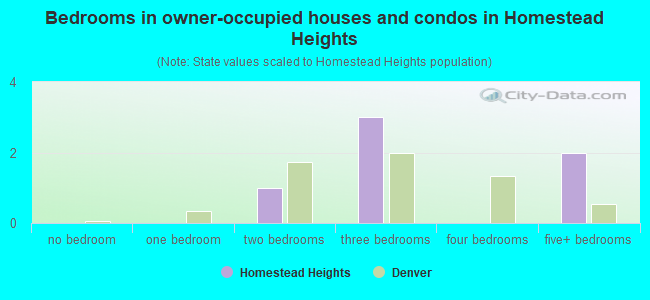 Bedrooms in owner-occupied houses and condos in Homestead Heights