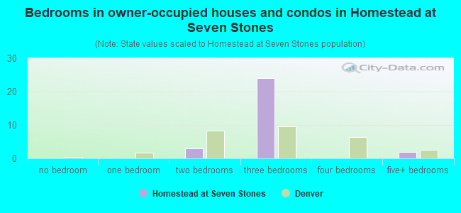 Bedrooms in owner-occupied houses and condos in Homestead at Seven Stones