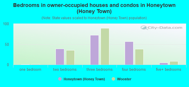 Bedrooms in owner-occupied houses and condos in Honeytown (Honey Town)