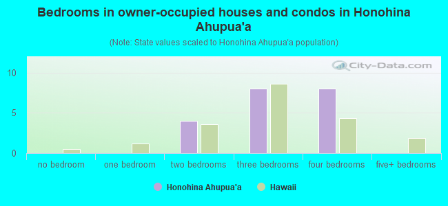 Bedrooms in owner-occupied houses and condos in Honohina Ahupua`a