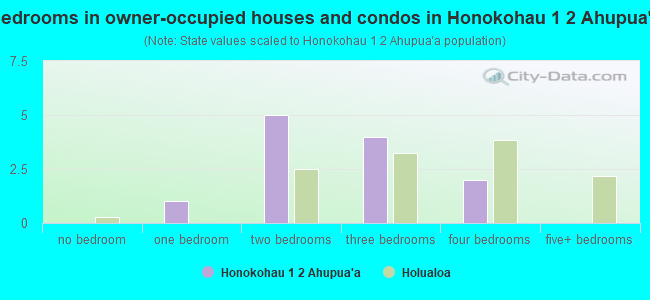 Bedrooms in owner-occupied houses and condos in Honokohau 1  2 Ahupua`a