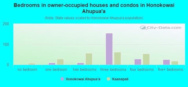 Bedrooms in owner-occupied houses and condos in Honokowai Ahupua`a