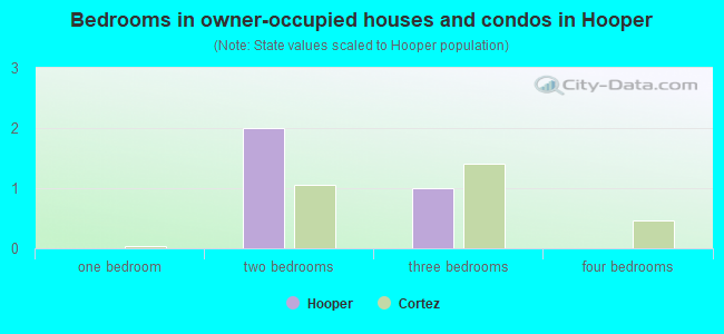 Bedrooms in owner-occupied houses and condos in Hooper