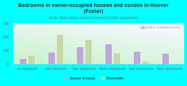 Bedrooms in owner-occupied houses and condos in Hoover (Foster)