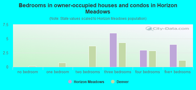 Bedrooms in owner-occupied houses and condos in Horizon Meadows