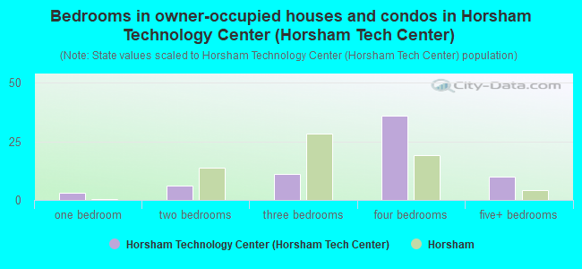 Bedrooms in owner-occupied houses and condos in Horsham Technology Center (Horsham Tech Center)