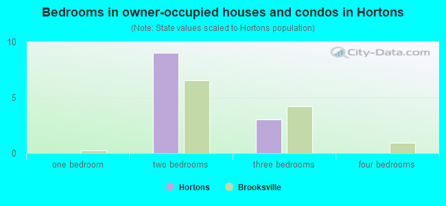 Bedrooms in owner-occupied houses and condos in Hortons