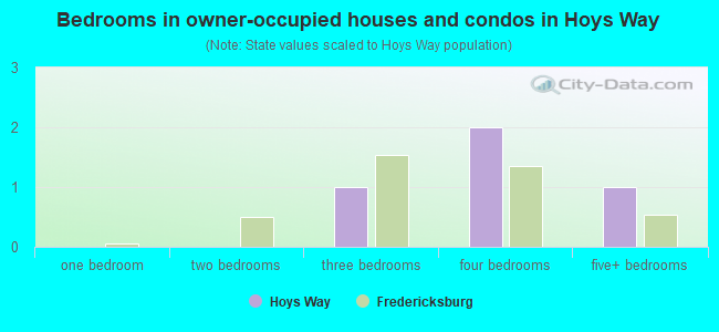 Bedrooms in owner-occupied houses and condos in Hoys Way