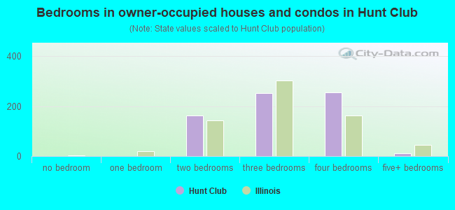 Bedrooms in owner-occupied houses and condos in Hunt Club