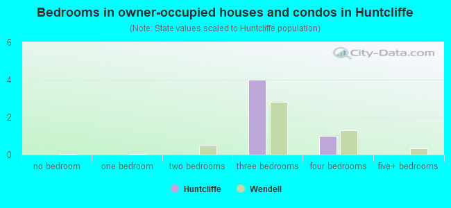 Bedrooms in owner-occupied houses and condos in Huntcliffe