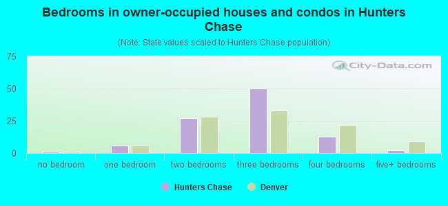 Bedrooms in owner-occupied houses and condos in Hunters Chase