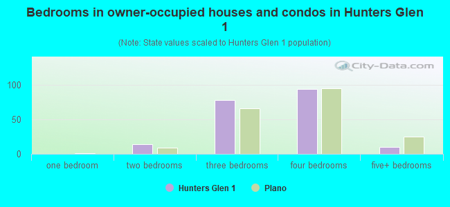 Bedrooms in owner-occupied houses and condos in Hunters Glen 1