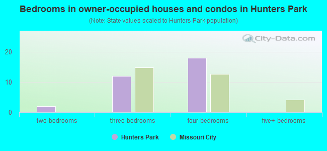 Bedrooms in owner-occupied houses and condos in Hunters Park