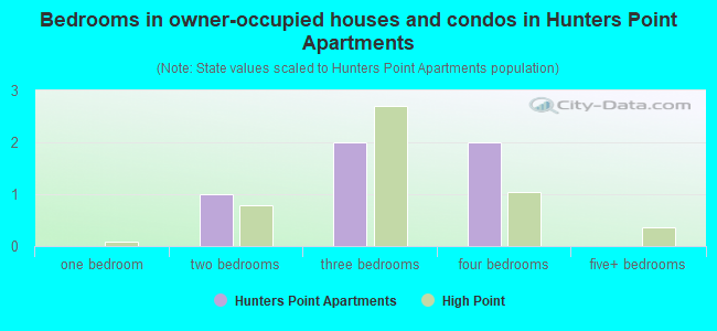 Bedrooms in owner-occupied houses and condos in Hunters Point Apartments