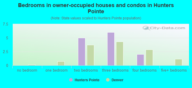 Bedrooms in owner-occupied houses and condos in Hunters Pointe