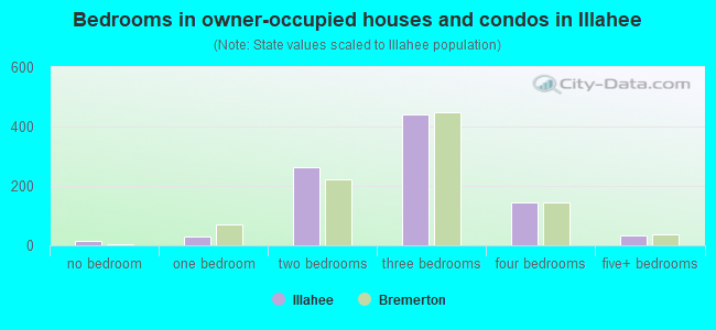 Bedrooms in owner-occupied houses and condos in Illahee