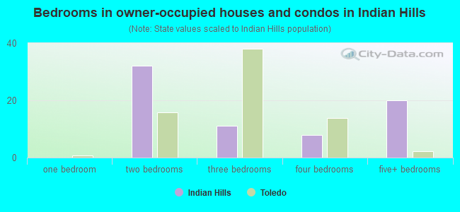 Bedrooms in owner-occupied houses and condos in Indian Hills