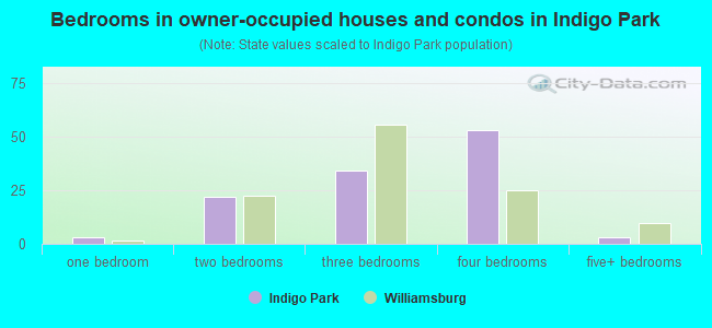 Bedrooms in owner-occupied houses and condos in Indigo Park