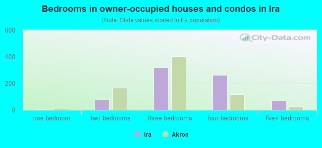 Bedrooms in owner-occupied houses and condos in Ira