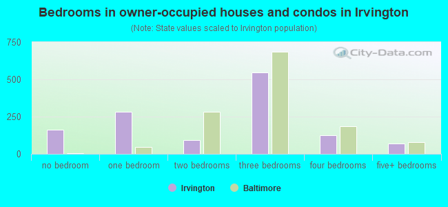 Bedrooms in owner-occupied houses and condos in Irvington