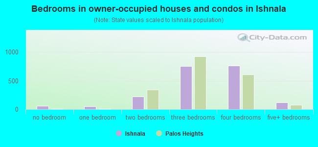 Bedrooms in owner-occupied houses and condos in Ishnala