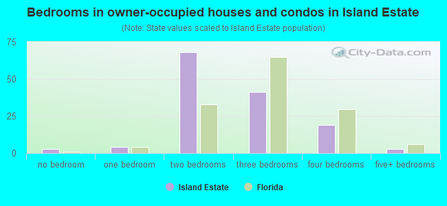 Bedrooms in owner-occupied houses and condos in Island Estate