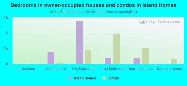 Bedrooms in owner-occupied houses and condos in Island Homes