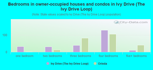 Bedrooms in owner-occupied houses and condos in Ivy Drive (The Ivy Drive Loop)